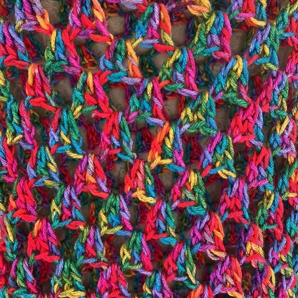 Handmade Multicolor Open Knit Crochet Poncho One Size - Picture 5 of 10